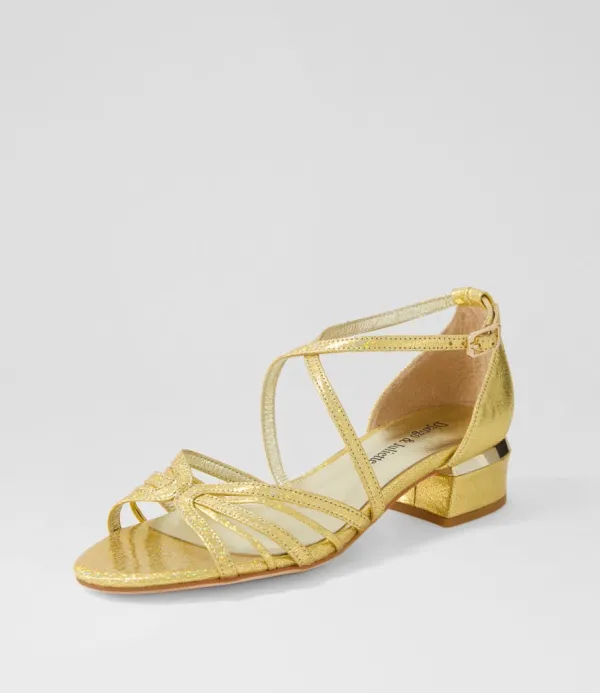 Women DJANGO & JULIETTE Tenna Gold Glam Leather Sandals