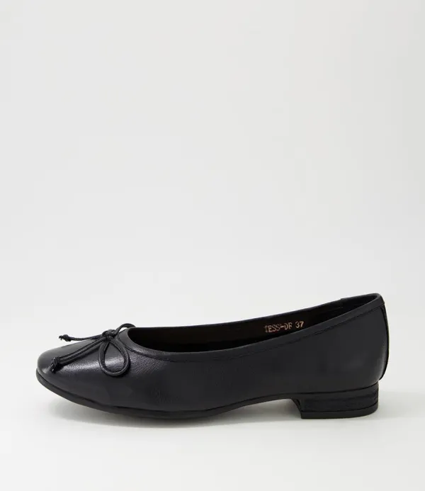 Women DIANA FERRARI Tess Black Leather Flat Shoes