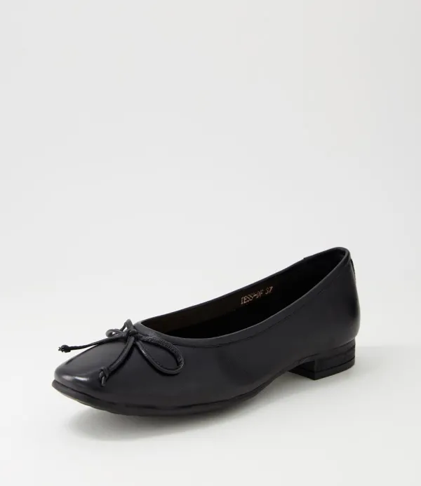 Women DIANA FERRARI Tess Black Leather Flat Shoes