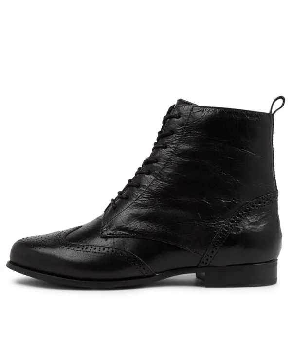 Women ZIERA Thron Xf Black Leather Ankle Boots