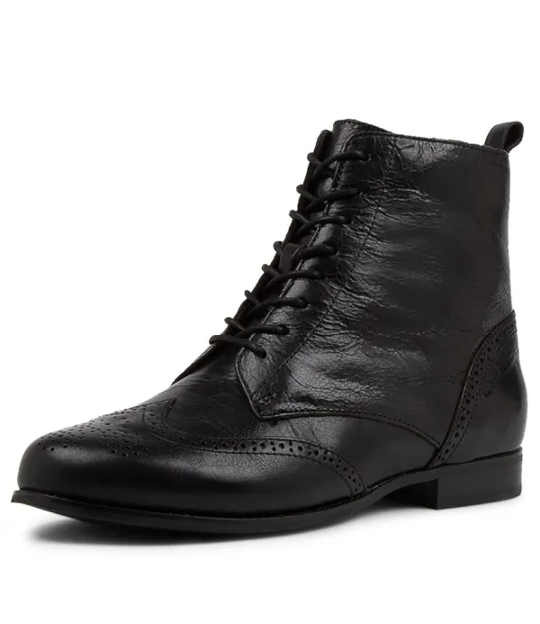 Women ZIERA Thron Xf Black Leather Ankle Boots