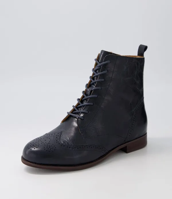 Women ZIERA Thron Xf Navy Leather Ankle Boots