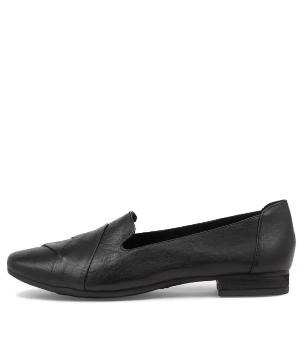 Women DIANA FERRARI Tilony Black Leather Loafers