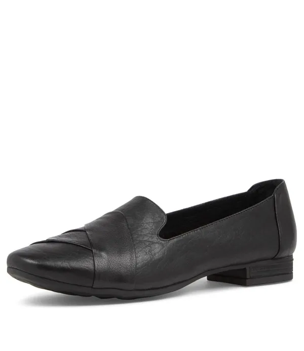 Women DIANA FERRARI Tilony Black Leather Loafers