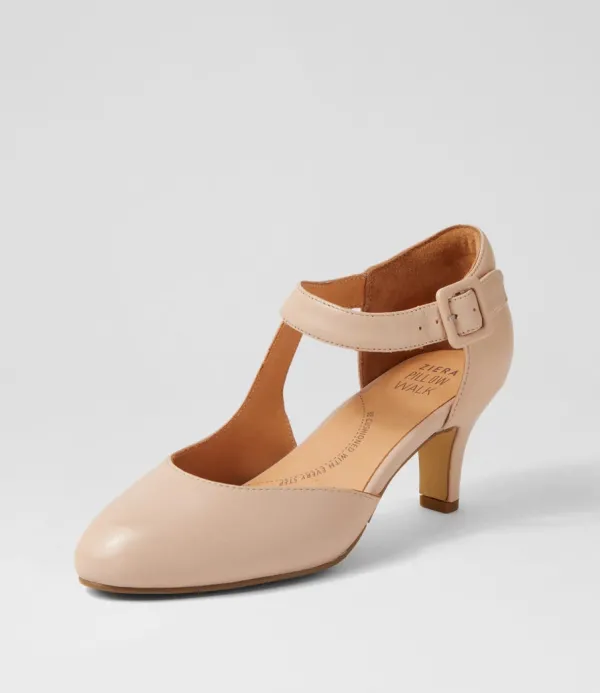 Women ZIERA Timon Xw Nude Leather Heels