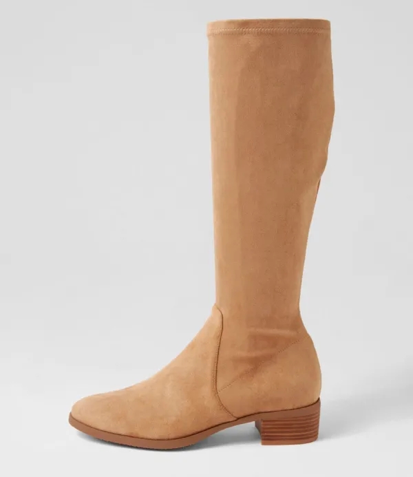 Women DJANGO & JULIETTE Timothie Sandy Stretch Microsuede Knee High Boots