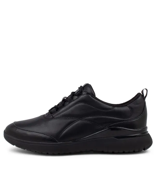 Women ROCKPORT Tm Sport Lace Black Leather Sneakers