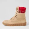 Women DJANGO & JULIETTE Tombi Almond Multi Nubuck Fabric Lace Up Boots