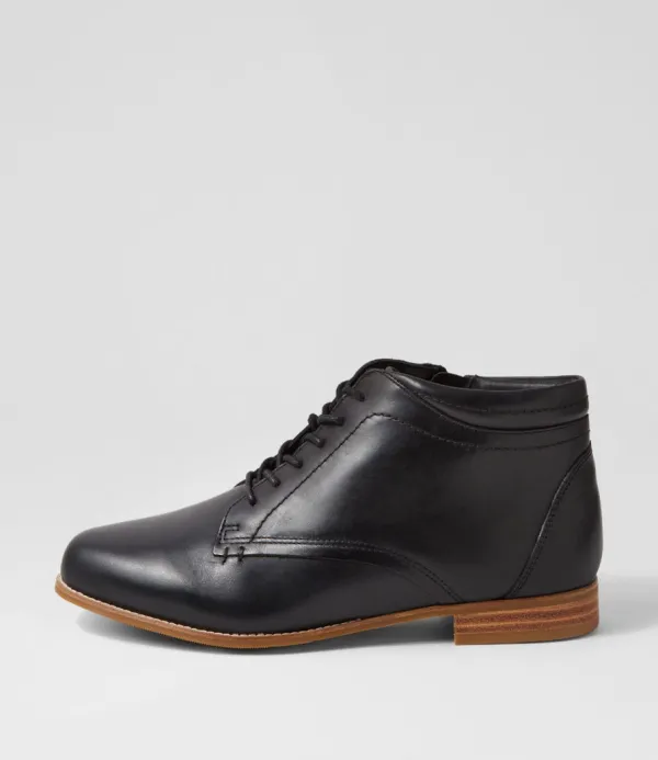 Women ZIERA Trae Xf Black Leather Ankle Boots