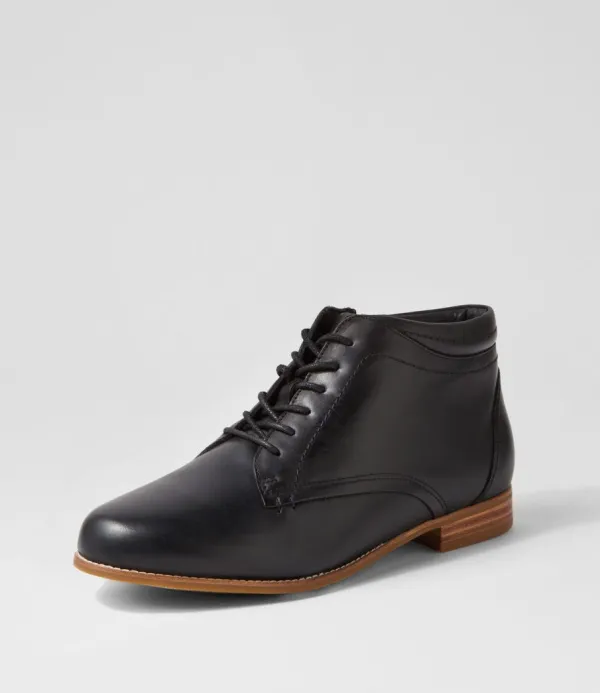 Women ZIERA Trae Xf Black Leather Ankle Boots