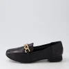 Women DIANA FERRARI Tucker Black Gold Leather Flat Shoes