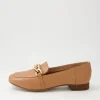 Women DIANA FERRARI Tucker Dark Tan Gold Leather Flat Shoes