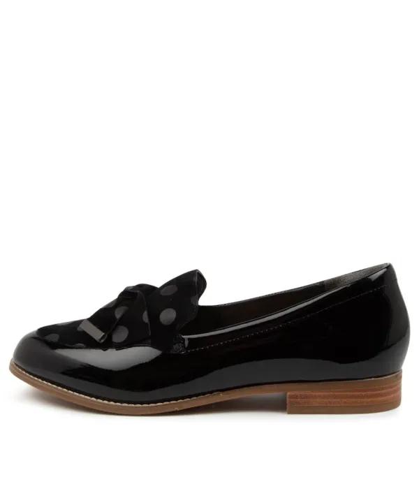 Women ZIERA Tulips Xf Black Spot Patent Suede Loafers