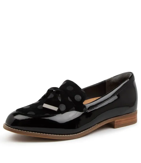 Women ZIERA Tulips Xf Black Spot Patent Suede Loafers