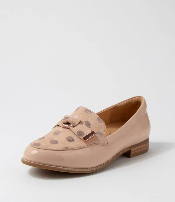 Women ZIERA Tulips Xf Cafe Rose Gold Spot Multi Loafers