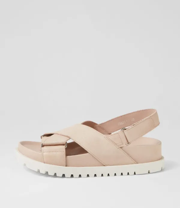 Women DJANGO & JULIETTE Ubari Nude White Leather Sandals