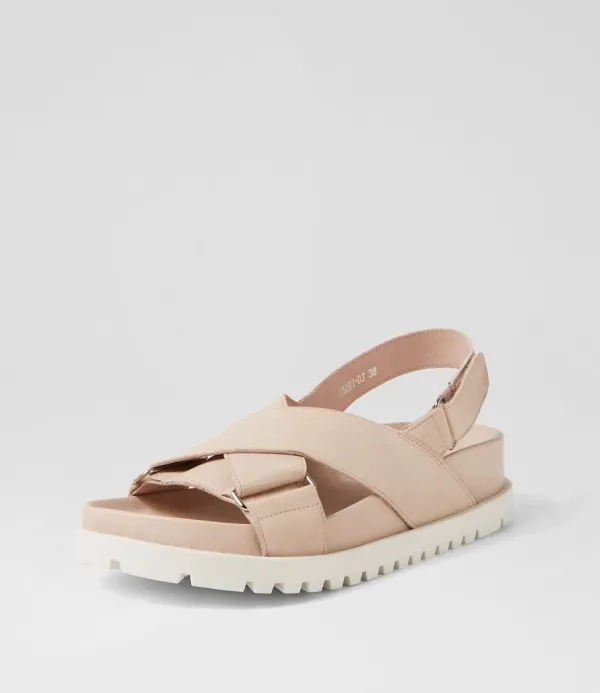 Women DJANGO & JULIETTE Ubari Nude White Leather Sandals
