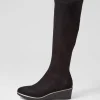 Women DJANGO & JULIETTE Uber Black Stretch Microsuede Knee High Boots