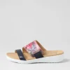 Women ZIERA Uccoe W Navy Fuchsia Floral Leather Slides