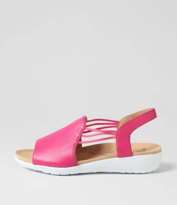 Women ZIERA Udhays W Fuchsia Leather Elastic Sandals