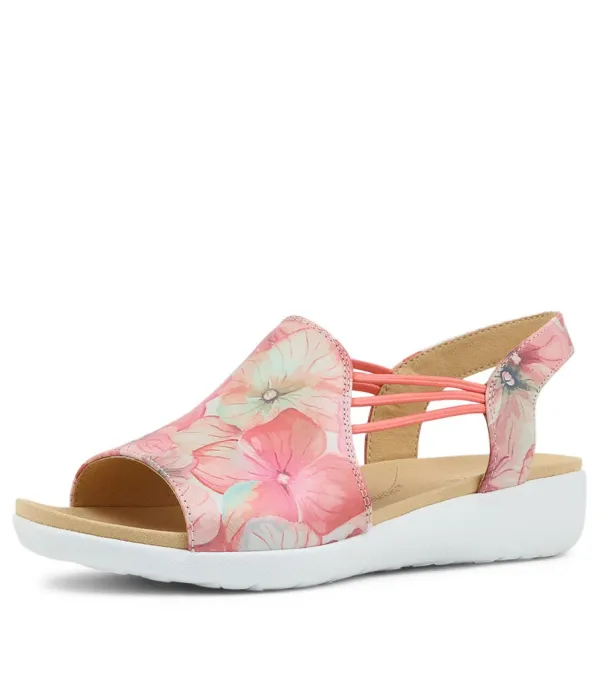 Women ZIERA Udhays W Melon Flower Leather Elastic Sandals