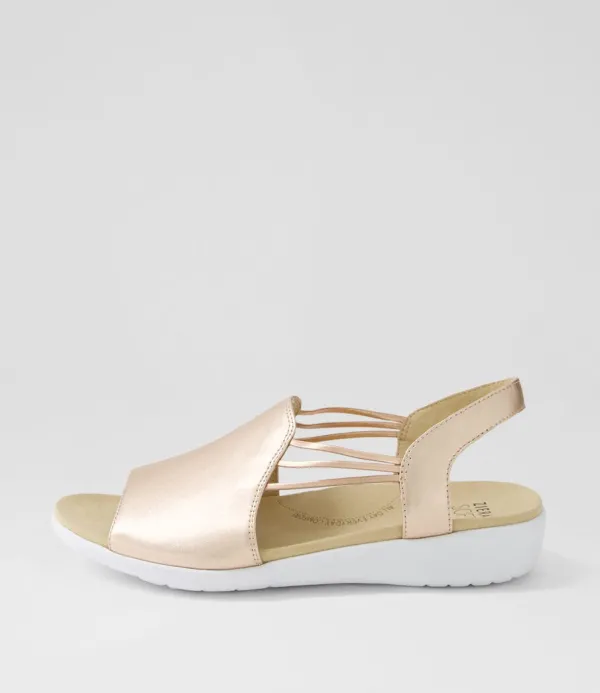 Women ZIERA Udhays W Pale Rose Gold Leather Elastic Sandals