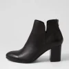 Women TOP END Ufollow Black Leather Ankle Boots