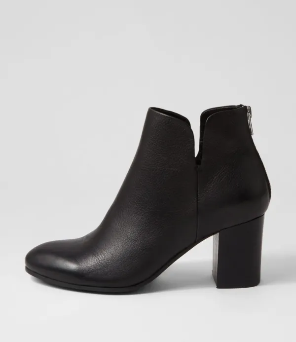 Women TOP END Ufollow Black Leather Ankle Boots
