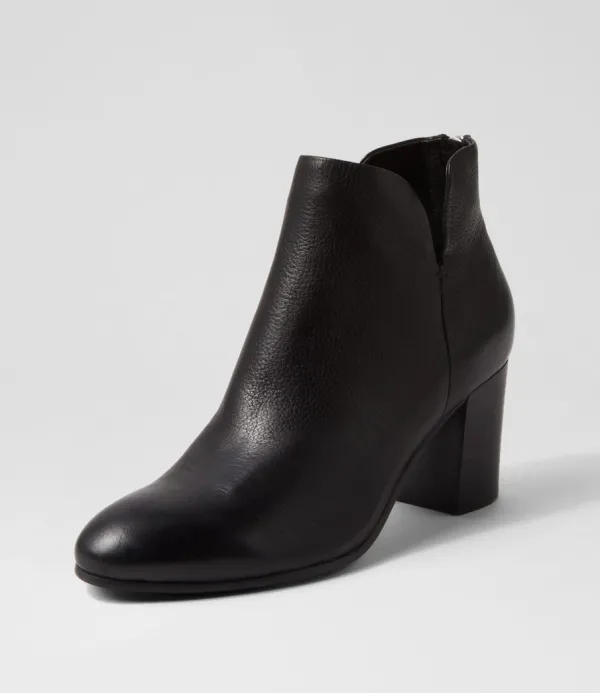 Women TOP END Ufollow Black Leather Ankle Boots