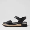 Women TOP END Ulissa Black Leather Sandals