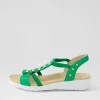 Women ZIERA Ulover W Bright Emerald Leather Elastic Sandals