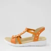 Women ZIERA Ulover W Bright Orange Leather Elastic Sandals
