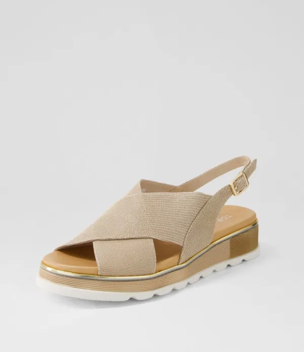 Women TOP END Ulrika Taupe Lizard Leather Sandals