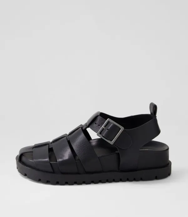 Women DJANGO & JULIETTE Ulycia Black Leather Sandals