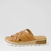Women TOP END Ulysza Dark Tan Leather Slides