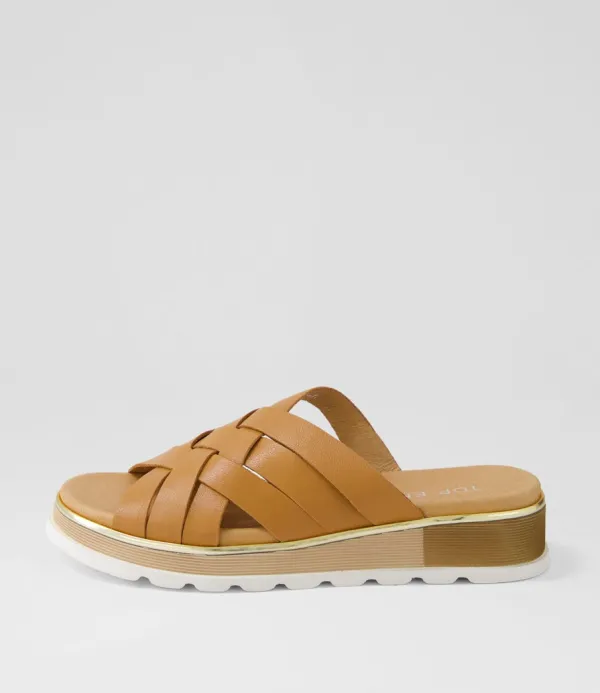 Women TOP END Ulysza Dark Tan Leather Slides