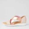 Women ZIERA Umato W Dusty Pink Rose Gold Leather Elastic Sandals