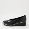 Women DJANGO & JULIETTE Umme Black Patent Leather Wedge Heels