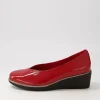 Women DJANGO & JULIETTE Umme Dark Red Patent Leather Wedges