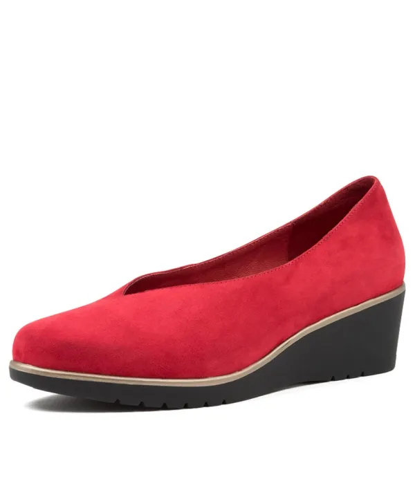 Women DJANGO & JULIETTE Umme Red Suede Wedges