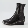 Women DJANGO & JULIETTE Unax Black Stretch Patent Pu Ankle Boots