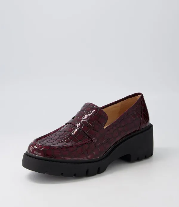Women DJANGO & JULIETTE Unice Shiraz Black Patent Croc Leather Heels