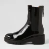 Women DJANGO & JULIETTE Unita Black Patent Leather Chelsea Boots