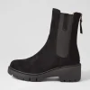 Women DJANGO & JULIETTE Unita Black Suede Chelsea Boots