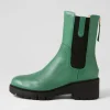 Women DJANGO & JULIETTE Unita Emerald Black Leather Chelsea Boots