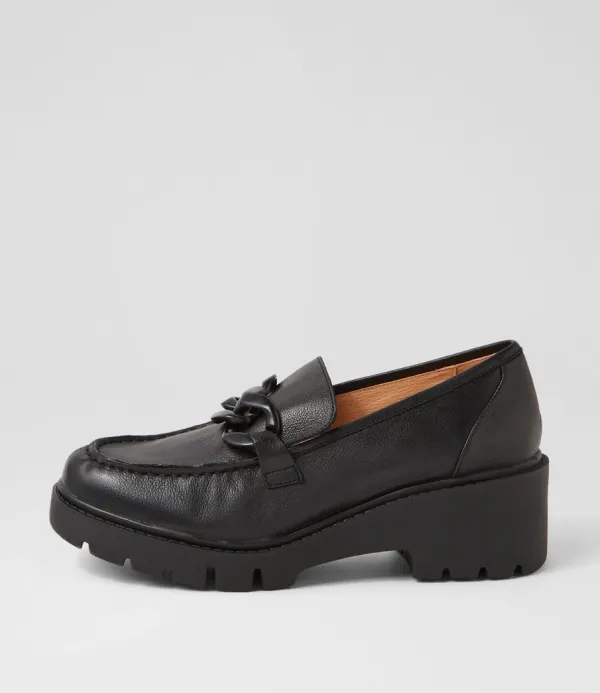 Women DJANGO & JULIETTE Unnay Black Leather Heels