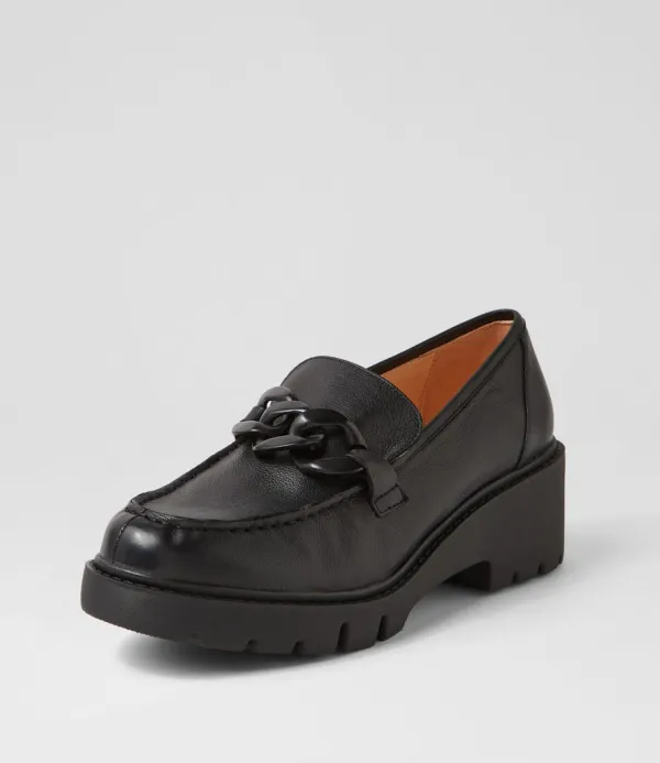 Women DJANGO & JULIETTE Unnay Black Leather Heels