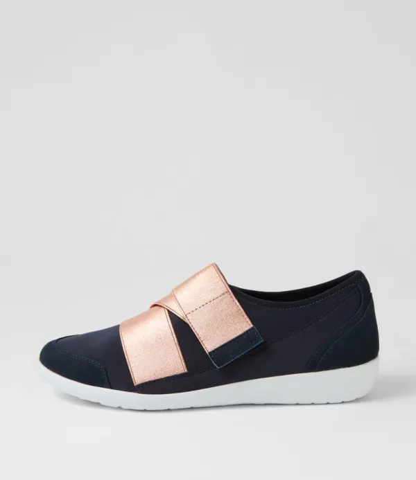 Women ZIERA Urban Ff Navy Rose Gold Neoprene Sneakers