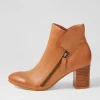 Women TOP END Uriah Dark Tan Leather Ankle Boots