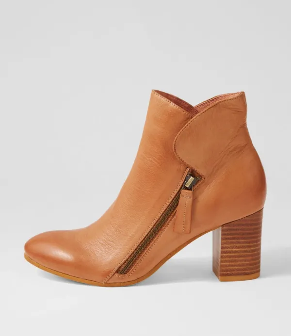 Women TOP END Uriah Dark Tan Leather Ankle Boots